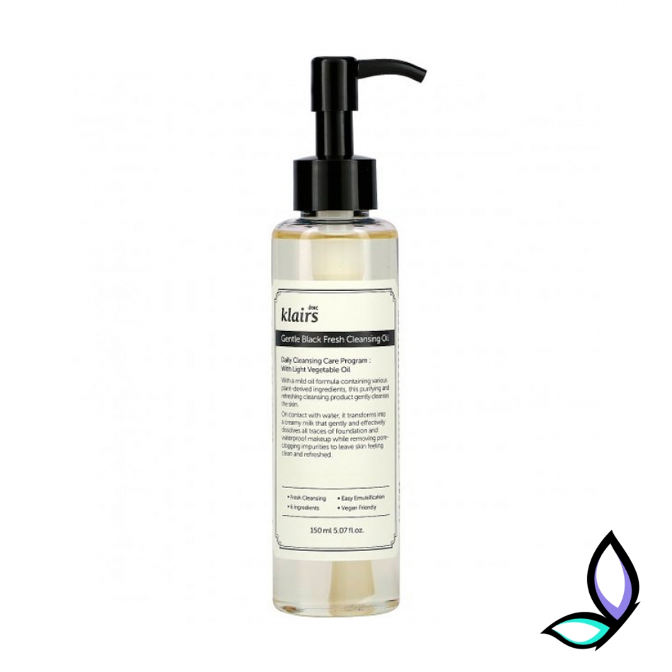 Гідрофільна олія для делікатного очищення Dear, Klairs Gentle Black Fresh Cleansing Oil 150 мл.