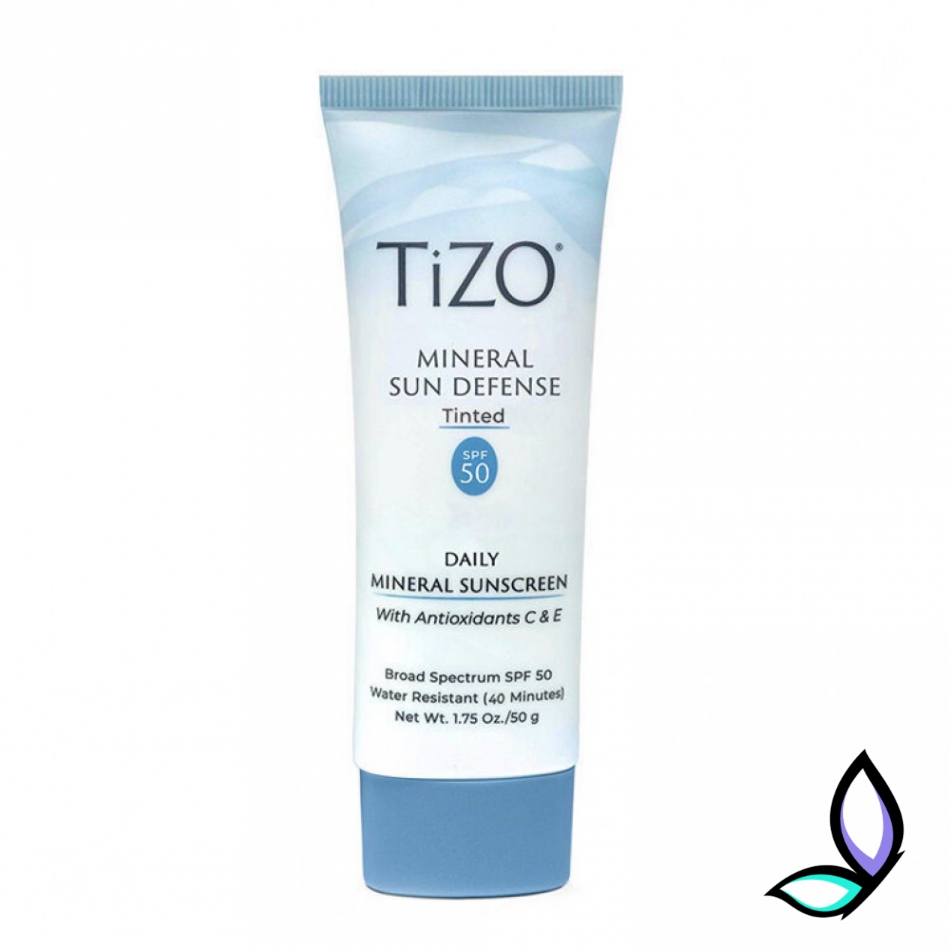 Мінеральний сонцезахисний крем для обличчя з легким відтінком TIZO Mineral Sun Defense Tinted SPF 50