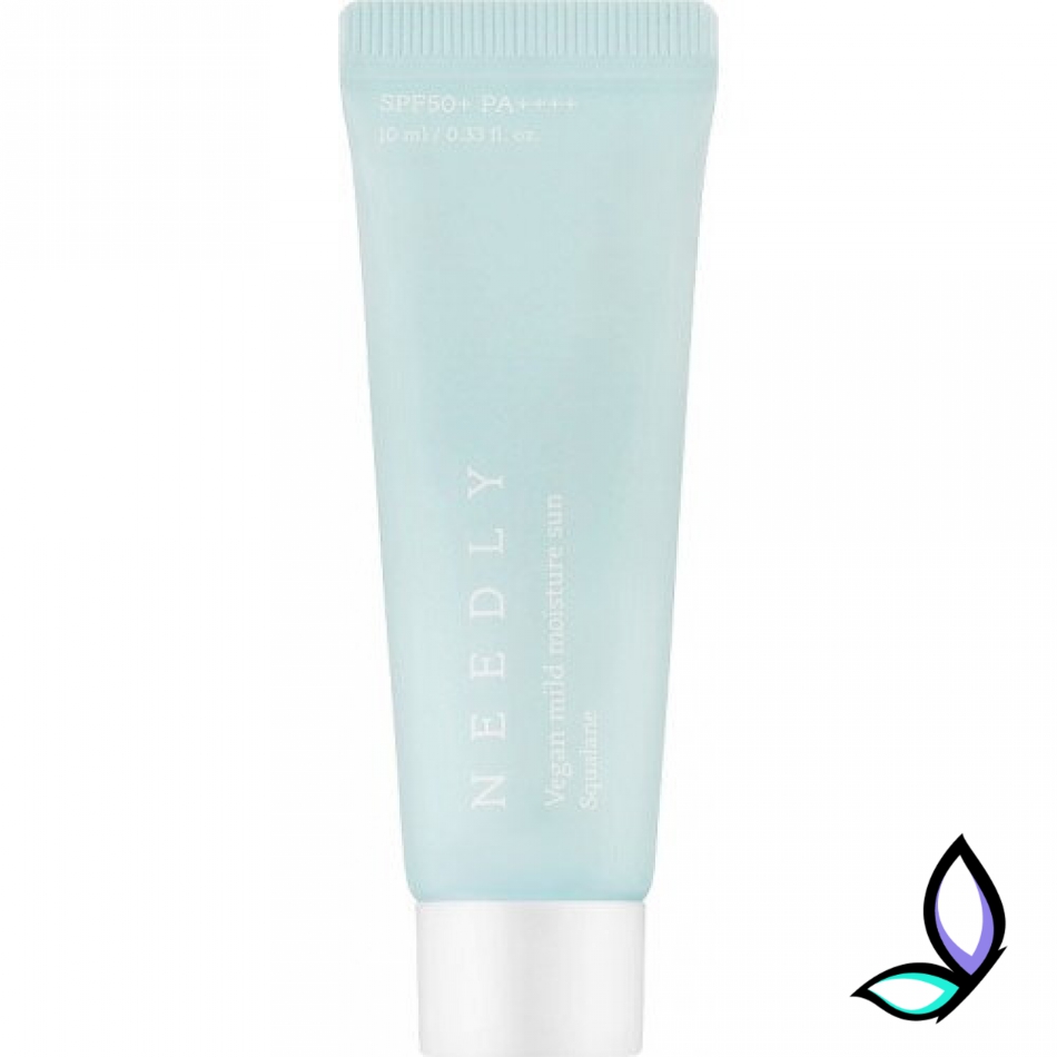 Зволожуючий сонцезахисний крем із рослинним скваланом Needly Vegan Mild Moisture Sun SPF 50+ PA++++ 10 мл.