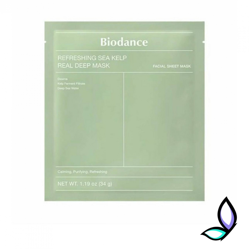 Нічна гідрогелева маска для обличчя з морськими водоростями Biodance Refreshing Sea Kelp Real Deep Mask, 34 г.