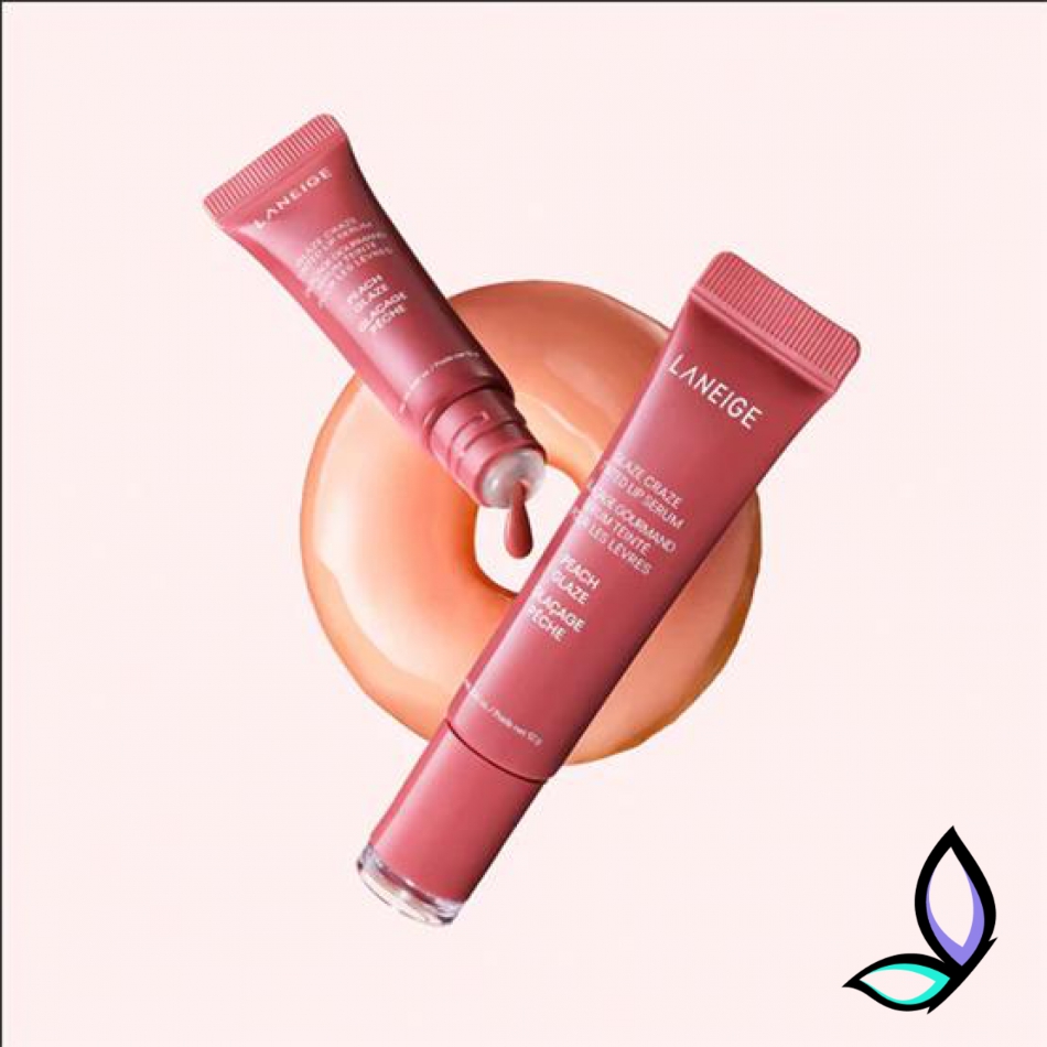 Тонуюча сироватка для губ з поліпептидами Laneige Glaze Craze Tinted Lip Serum, Peach Glaze | 2