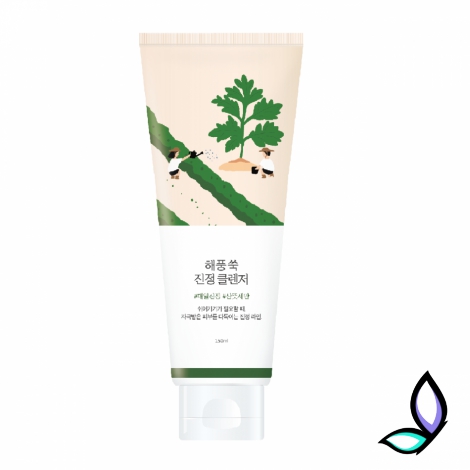 Заспокійлива очищуюча пінка з морським полином Round Lab Mugwort Calming Cleanser