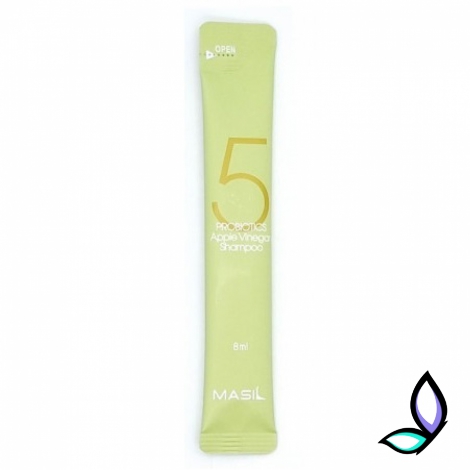М'який бессульфатний шампунь з проботікамі і яблучним оцтом MASIL 5 Probiotics Apple Vinegar Shampoo 8 мл.кий бессульфатний шампунь з проботікамі і яблучним оцтом MASIL 5 Probiotics Apple Vinegar Shampoo 8 мл. - Фото
